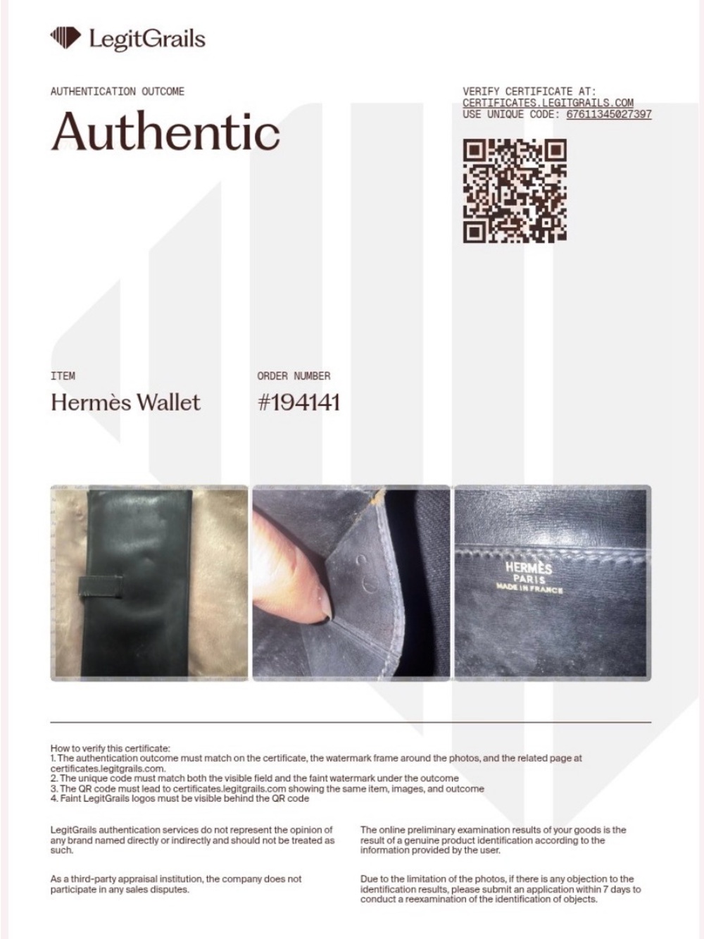Hermes Béarn Classic Long Wallet Black GHW - LegitGrails COA Included - Picture 3 of 7